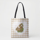 Retro  Coquette Baby Dieren Bunny Gingham Tote Bag (Voorkant)