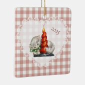 Retro  Coquette Baby Dieren Cat Gingham Keramisch Ornament (Rechts)