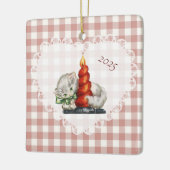 Retro  Coquette Baby Dieren Cat Gingham Keramisch Ornament (Links)
