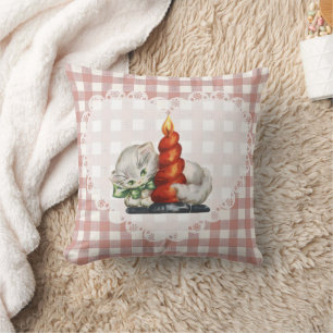 Retro Coquette Baby Dieren Cat Gingham Kussen