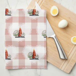 Retro  Coquette Baby Dieren Cat Gingham Theedoek