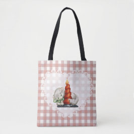 Retro  Coquette Baby Dieren Cat Gingham Tote Bag
