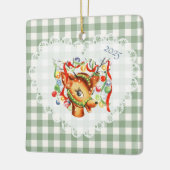 Retro  Coquette Baby Dieren Deer Gingham Keramisch Ornament (Links)