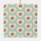 Retro  Coquette Baby Dieren Deer Gingham Keramisch Ornament (Achterkant)