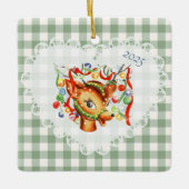 Retro  Coquette Baby Dieren Deer Gingham Keramisch Ornament (Voorkant)