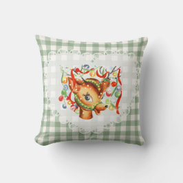 Retro  Coquette Baby Dieren Deer Gingham Kussen