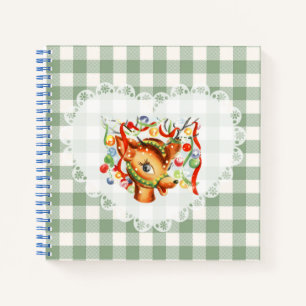 Retro Coquette Baby Dieren Deer Gingham Notitieboek