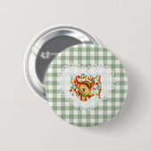 Retro Coquette Baby Dieren Deer Gingham Ronde Button 5,7 Cm (Voorkant /achterkant)