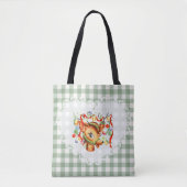 Retro  Coquette Baby Dieren Deer Gingham Tote Bag (Voorkant)