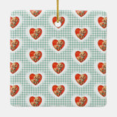 Retro  Coquette Baby Dieren Dog Gingham Keramisch Ornament (Achterkant)