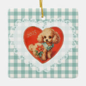 Retro  Coquette Baby Dieren Dog Gingham Keramisch Ornament (Voorkant)