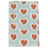 Retro  Coquette Baby Dieren Dog Gingham Medium Cadeauzakje (Voorkant)