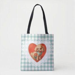 Retro  Coquette Baby Dieren Dog Gingham Tote Bag
