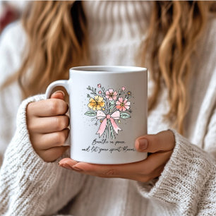 Retro Coquette Bloemen met Quote Koffiemok