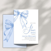 Retro Coquette Blue Bow Vrijgezellenfeest Kaart