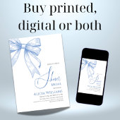 Retro Coquette Blue Bow Vrijgezellenfeest Kaart