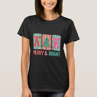 Retro Coquette Boog Vrolijk en Heldere Kerstboom T-shirt