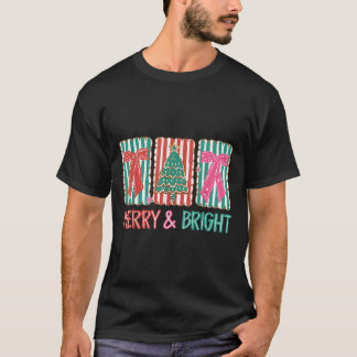 Retro Coquette Boog Vrolijk en Heldere Kerstboom T-shirt