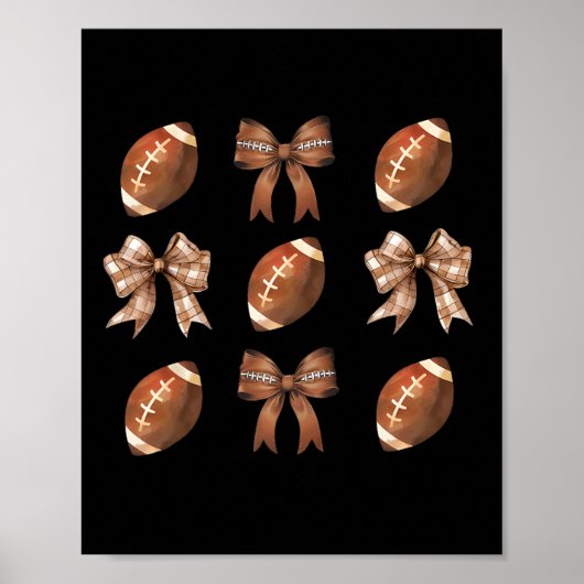 Retro Coquette Bow Amerikaans Football Thanksgivin Poster (Voorkant)