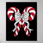 Retro Coquette Bow Candy Cane Christmas Season Wom Poster (Voorkant)