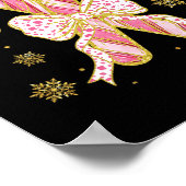 Retro Coquette Bow Candy Cane Kerstseizoen Wom Poster (Hoek)