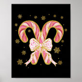 Retro Coquette Bow Candy Cane Kerstseizoen Wom Poster (Voorkant)