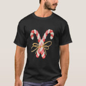 Retro Coquette Bow Candy Cane Kerstseizoen Wom T-shirt (Voorkant)