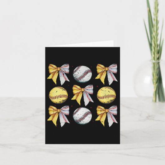 Retro Coquette Bow Grappig Spel Dag Honkbal Softba Kaart (Voorkant)