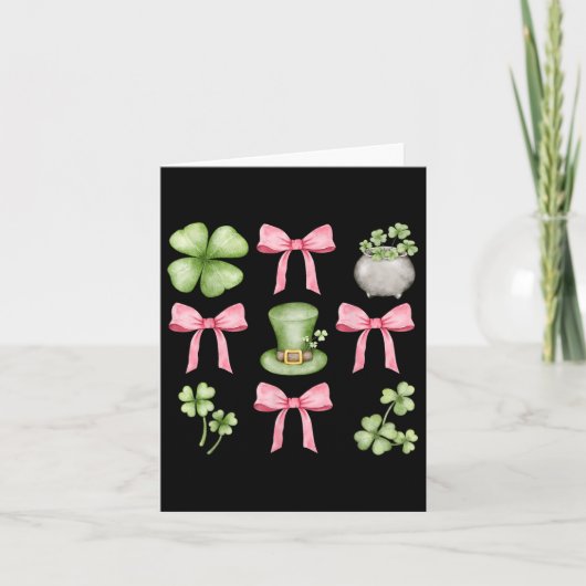 Retro Coquette Bow Irish Shamrock St Patricks Day Kaart (Voorkant)