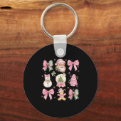 Retro Coquette Bow Nk Christmas Tree Snowman Xmas Sleutelhanger (Voorkant)
