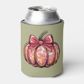 Retro Coquette Bow Pumpkin Herfst Vibes Seizoen Blikjeskoeler (Blikje Voorkant)