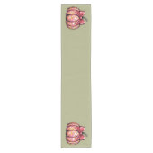 Retro Coquette Bow Pumpkin Herfst Vibes Seizoen Korte Tafelloper (Voorkant)