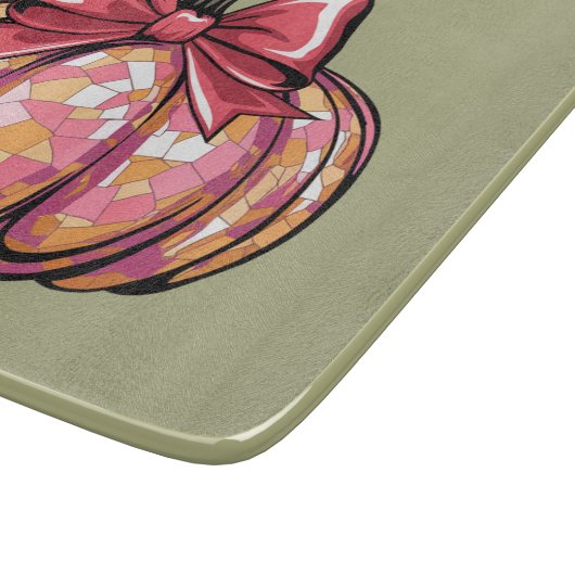 Retro Coquette Bow Pumpkin Herfst Vibes Seizoen Snijplank (Hoek)