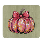 Retro Coquette Bow Pumpkin Herfst Vibes Seizoen Snijplank (Voorkant)