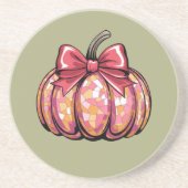 Retro Coquette Bow Pumpkin Herfst Vibes Seizoen Zandsteen Onderzetter (Voorkant)
