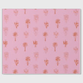 Retro Coquette Cactus & Palmbomen met Roze Bogen Cadeaupapier (Vlak)