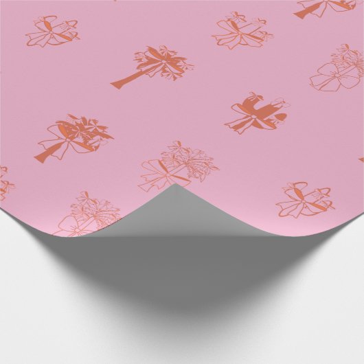 Retro Coquette Cactus & Palmbomen met Roze Bogen Cadeaupapier (Hoek)