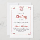 Retro Coquette Cherry op Top Bow Vrijgezellenfeest Kaart (Voorkant)