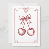 Retro Coquette Cherry op Top Bow Vrijgezellenfeest Kaart (Achterkant)