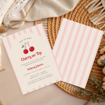 Retro Coquette Cherry op Top Girl Baby shower