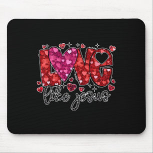 Retro Coquette Cross Love Like Jesus Valentijns Muismat