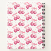 Retro Coquette Disco Ball Cherries Roze Bow Custom Notitieboek (Achterkant)
