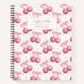 Retro Coquette Disco Ball Cherries Roze Bow Custom Notitieboek (Voorkant)