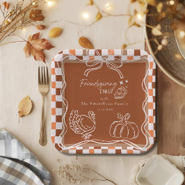 Retro Coquette Friendsgiving diner Thanksgiving Papieren Bordje