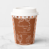 Retro Coquette Friendsgiving dinner Thanksgiving Papieren Bekers (Achterkant)