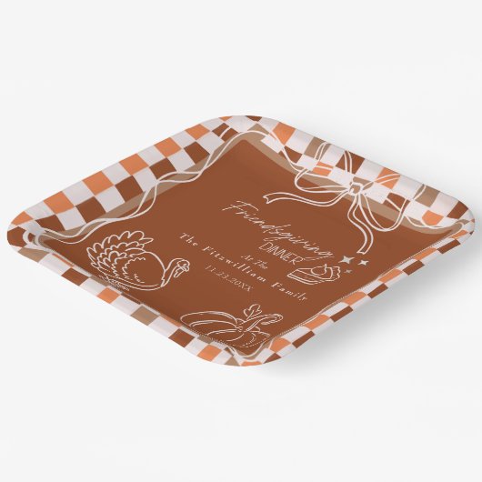 Retro Coquette Friendsgiving dinner Thanksgiving Papieren Bordje (Gebogen)