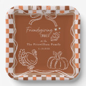 Retro Coquette Friendsgiving dinner Thanksgiving Papieren Bordje (Voorkant)