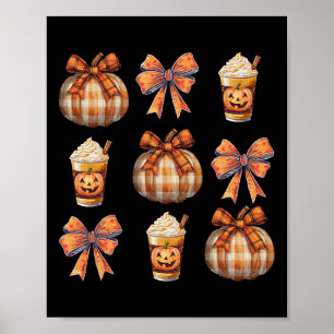 Retro Coquette Herfst Pompoen Boog Herfst Koffie D Poster