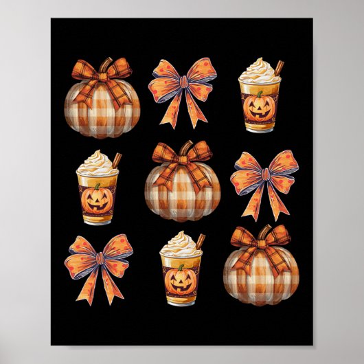 Retro Coquette Herfst Pompoen Boog Herfst Koffie D Poster (Voorkant)