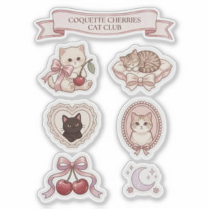 Retro Coquette Kat Club Sticker Sheet